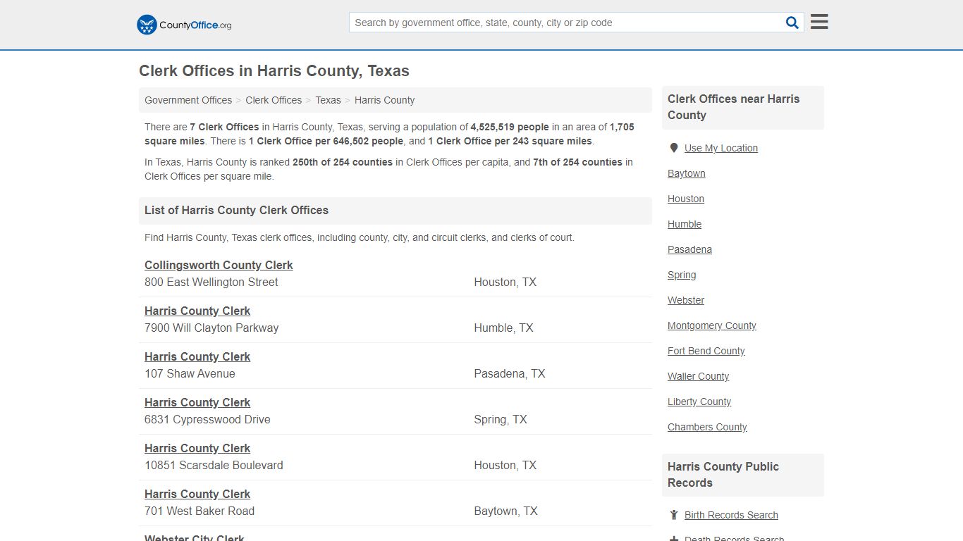 Clerk Offices - Harris County, TX (County & Court Records)